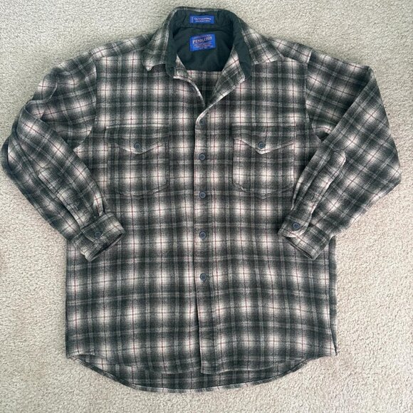 Pendleton 100% Wool Outdoorsman Shirt Mens M Green Flannel Button Down - Picture 1 of 8